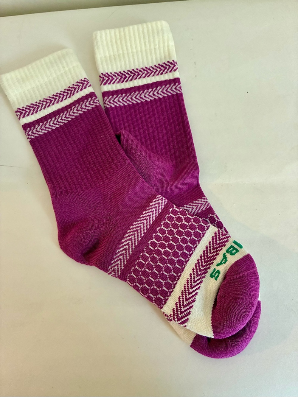 BOMBAS Women’s Purple & White Performance Crew Socks S NEW